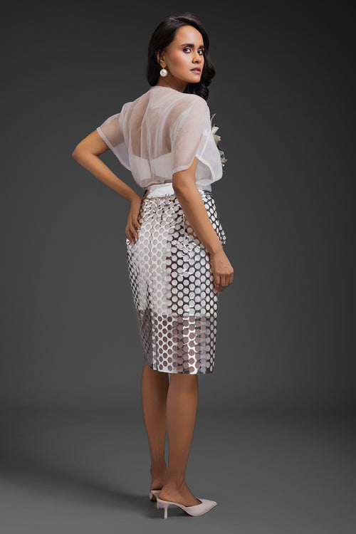 White Luminious Metallic Co-ord Set