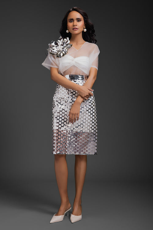 White Luminious Metallic Co-ord Set