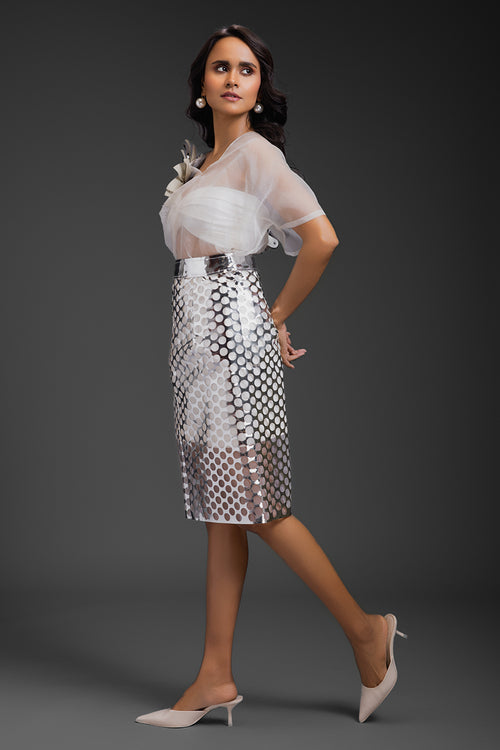 White Luminious Metallic Co-ord Set