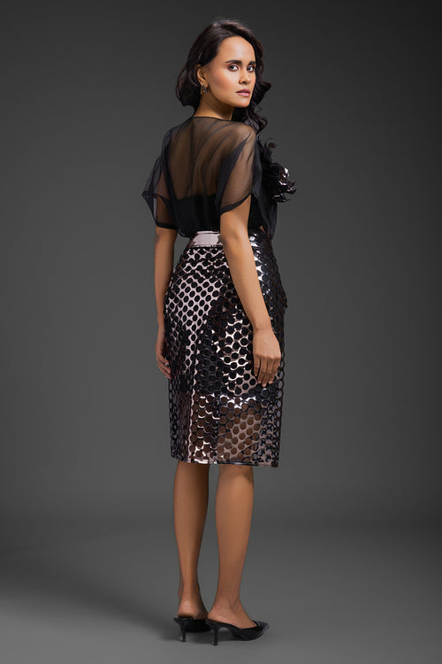Black Luminious Metallic Co-ord Set