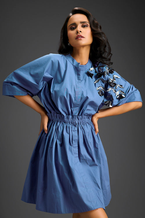 Blue Embroidered Dress
