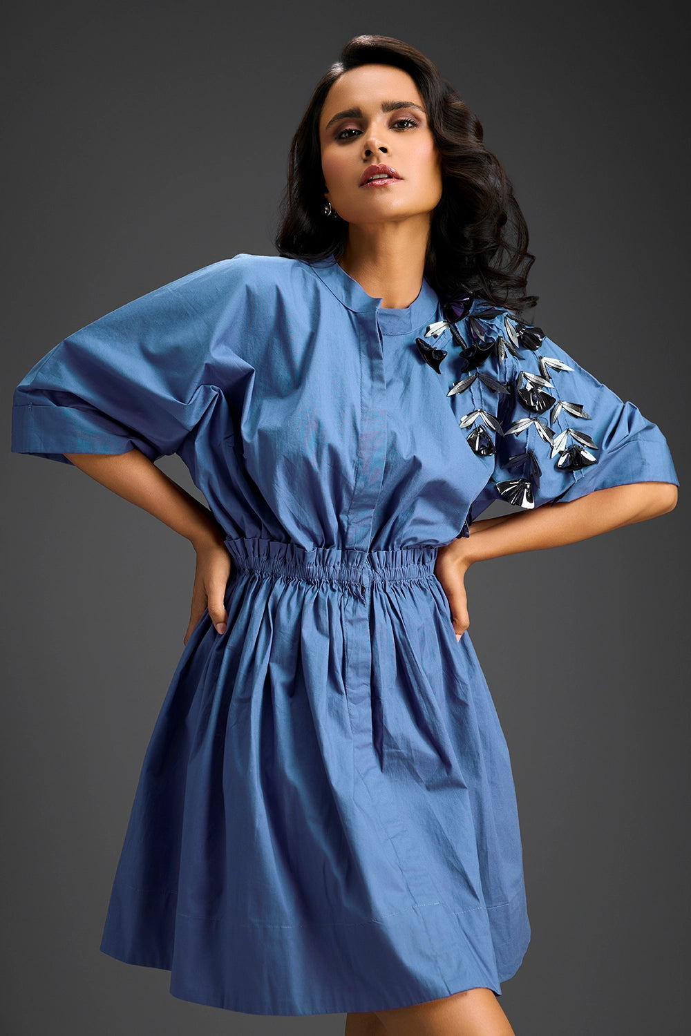 Blue Embroidered Dress
