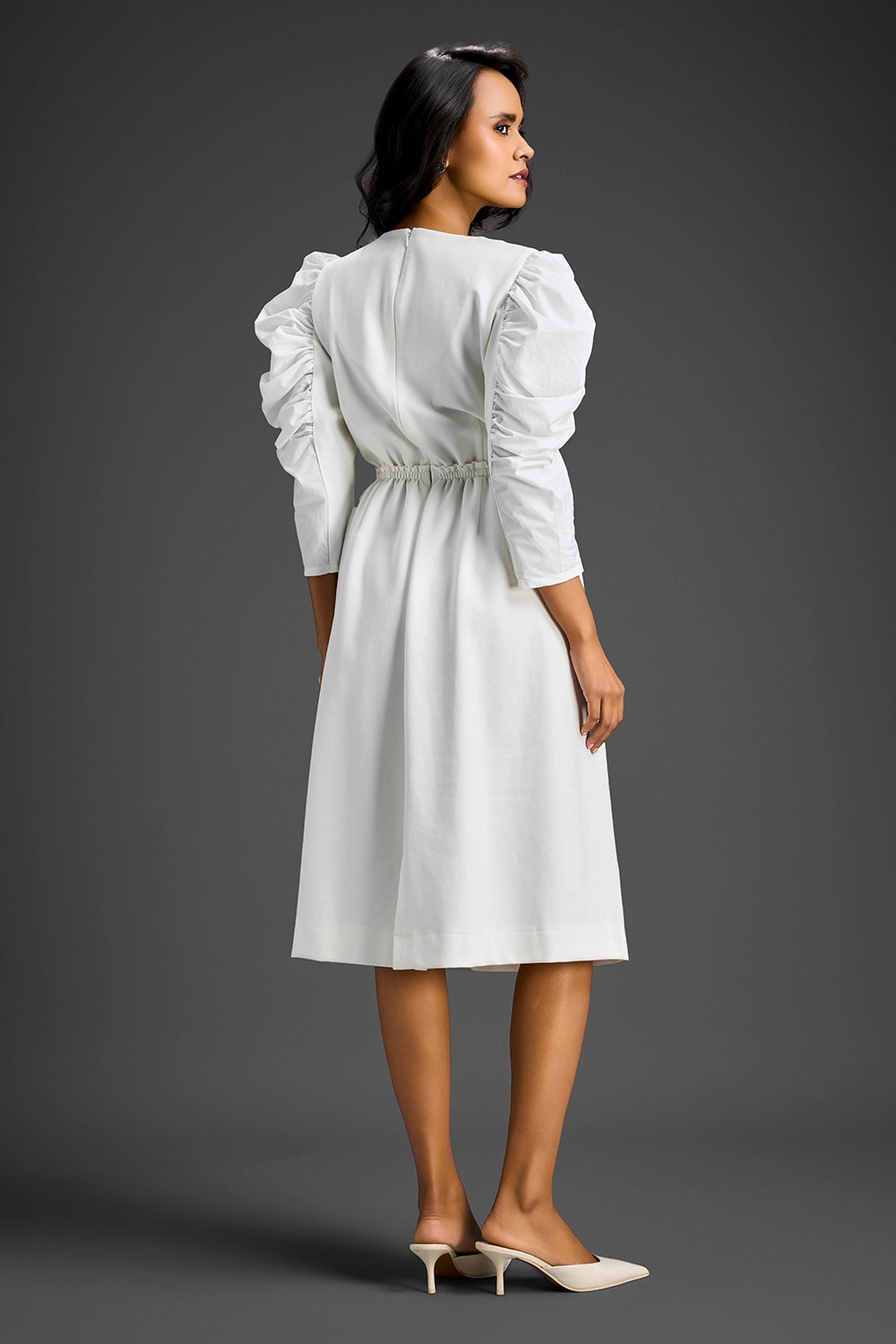 White Dress Midriff Cutout
