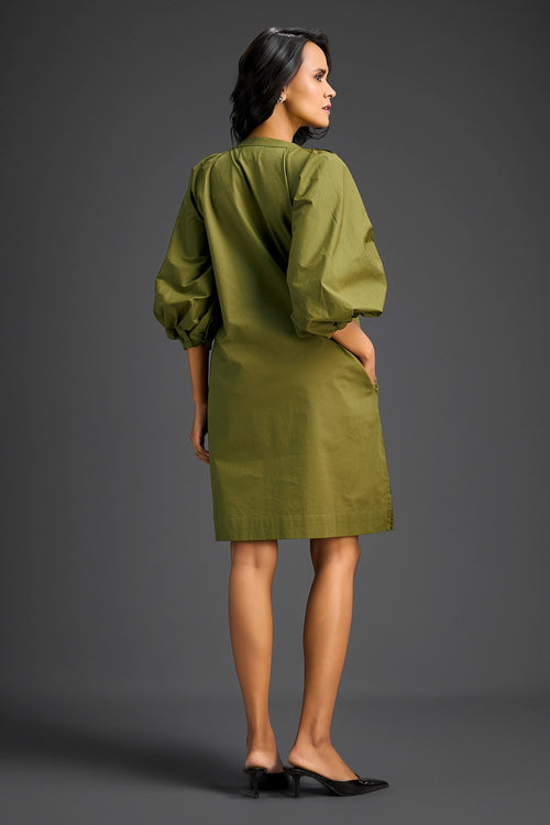 Green V-Neck Dress