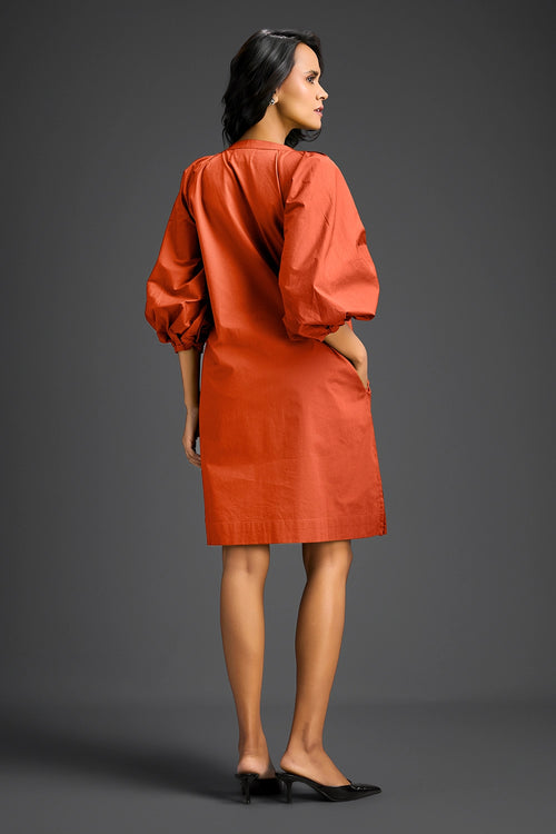Rust V-Neck Dress