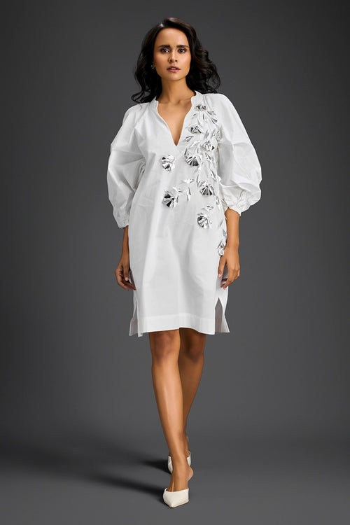 White V-Neck Dress