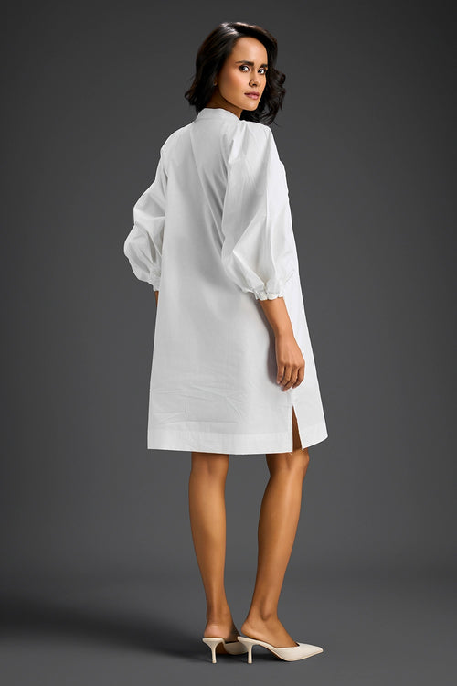 White V-Neck Dress