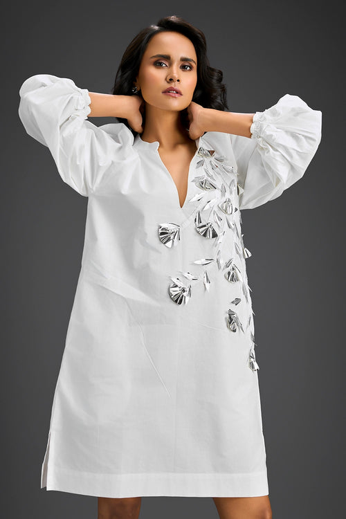 White V-Neck Dress