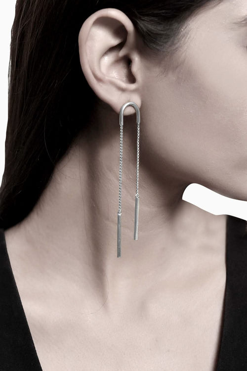 Bias Silver Earrings
