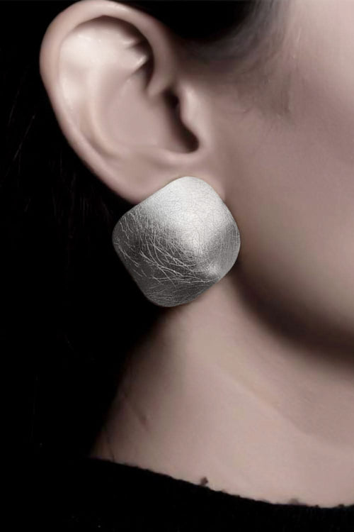 Square Duomo Silver Earrings