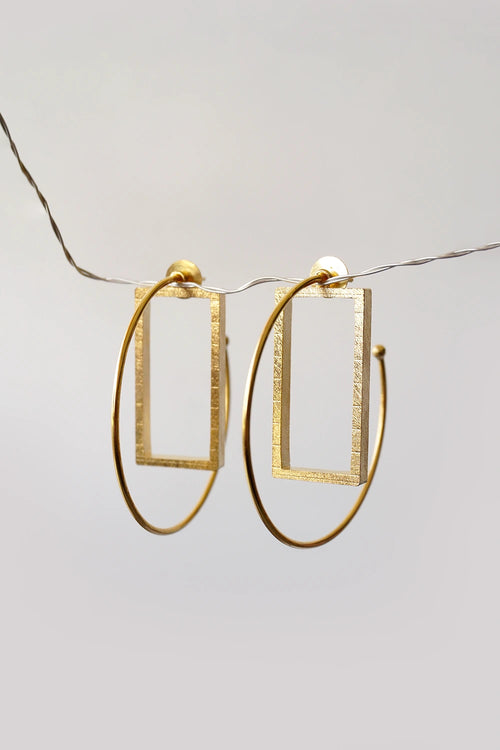 Oura Rectangle Golden Earrings