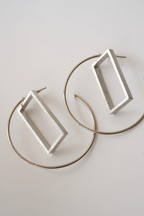 Oura Rectangle Silver Earrings