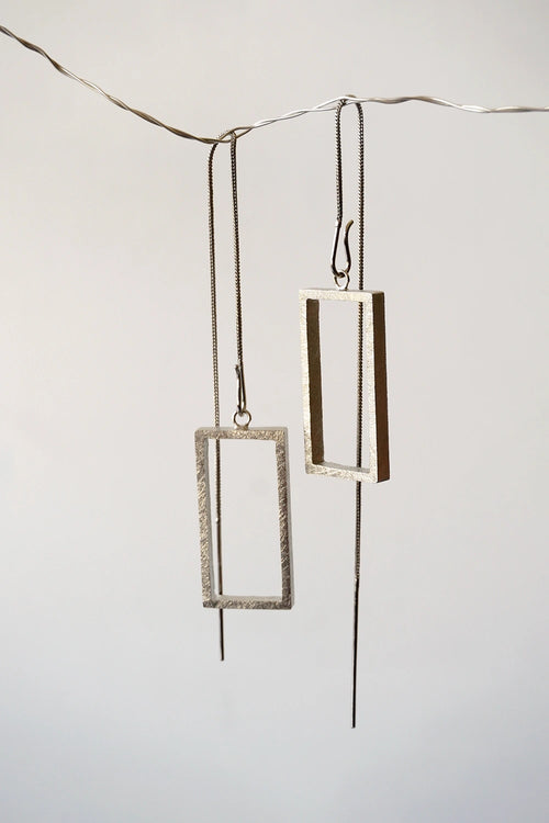 Vela Rectangle Silver Earrings