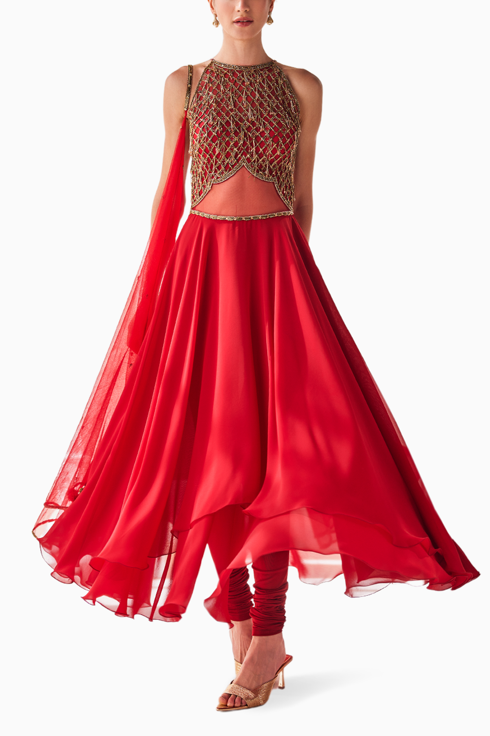 Red Scarlet Elegance Anarkali Set