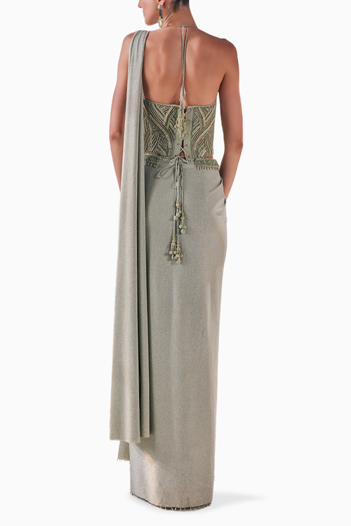 Jade Green Elegance Draped Saree