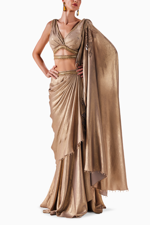 Antique Gold Elegance Saree