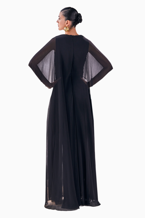 Black Midnight Elegance Chiffon Kaftan