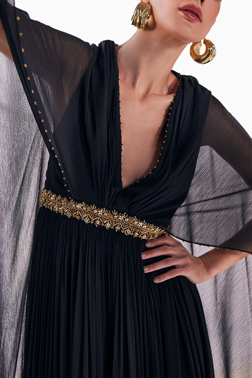 Black Midnight Elegance Chiffon Kaftan