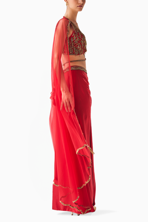 Crimson Red Majesty Blouse and Skirt Set