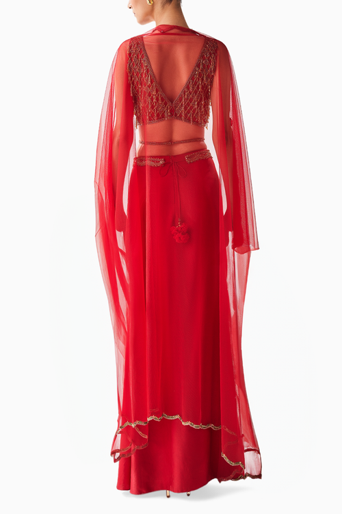 Crimson Red Majesty Blouse and Skirt Set