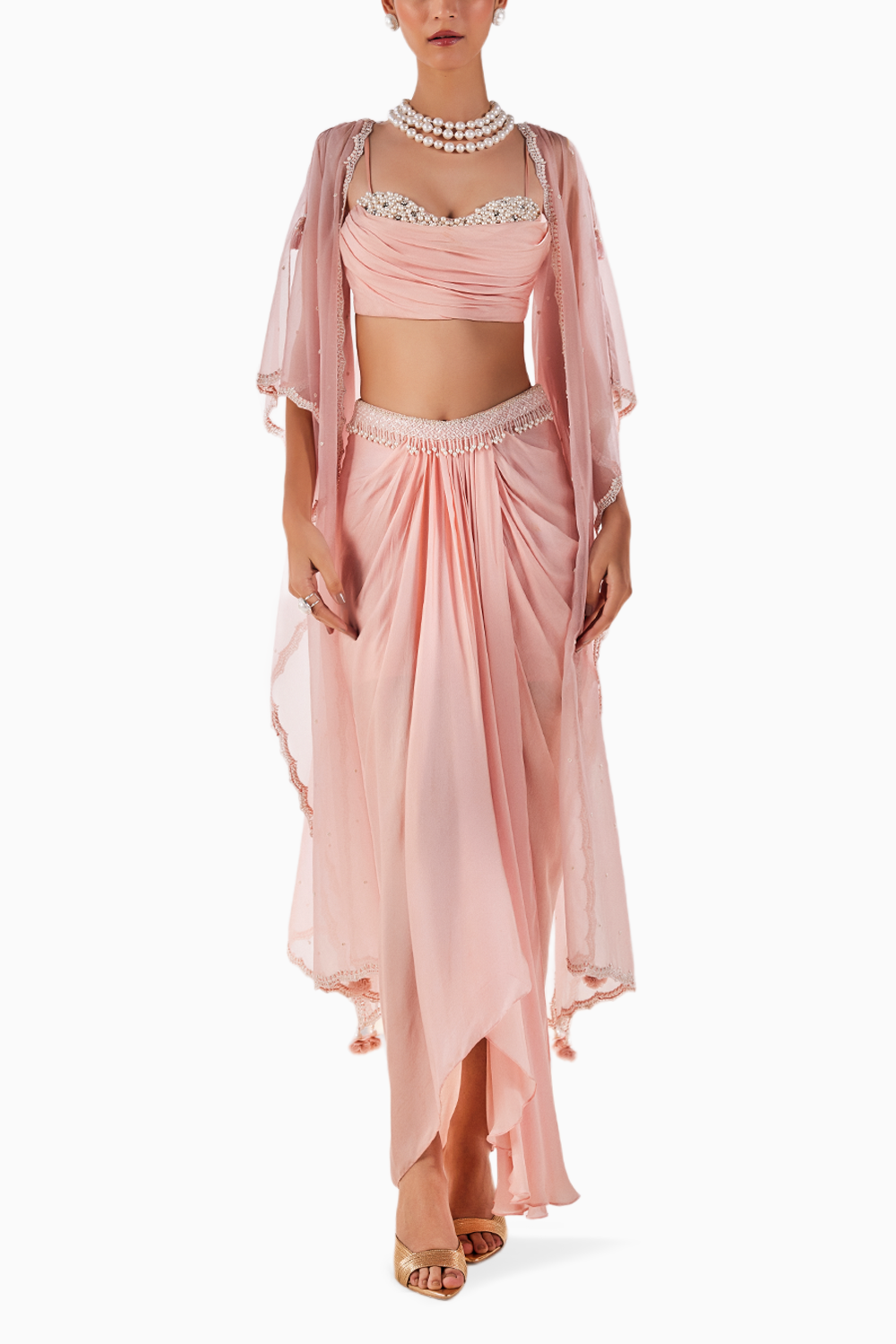 Peach Blossom Blouse and Skirt Set