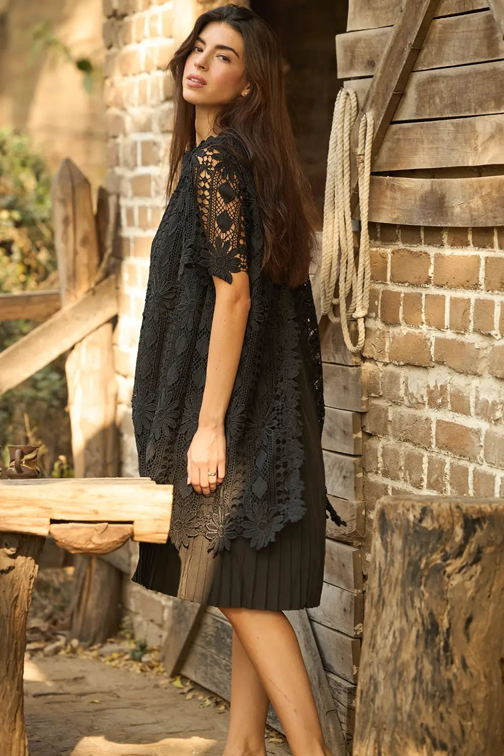 Myra Mesh Daisy Black Lace Dress