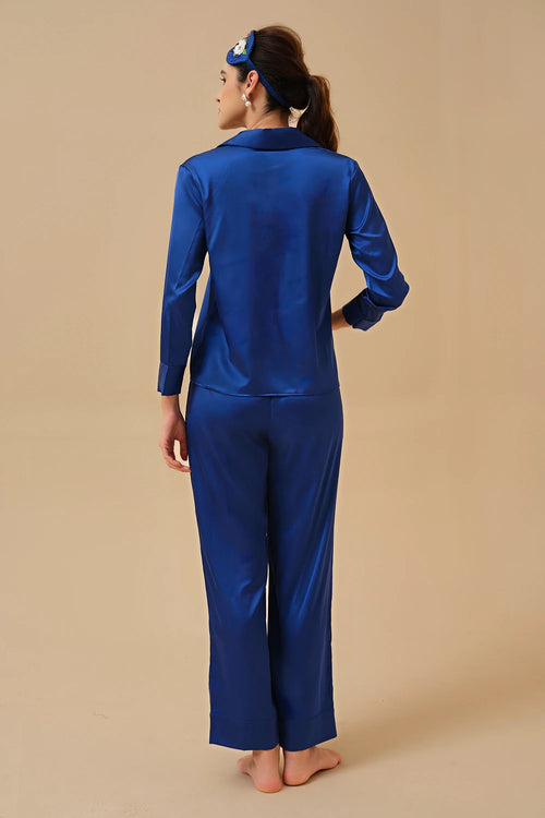 Mysthelle Blue Magnolia Embellished Pyjama Set