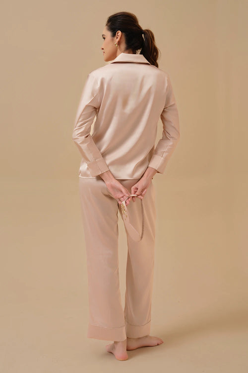 Mysthelle Beige Tara Embellished Pyjama Set