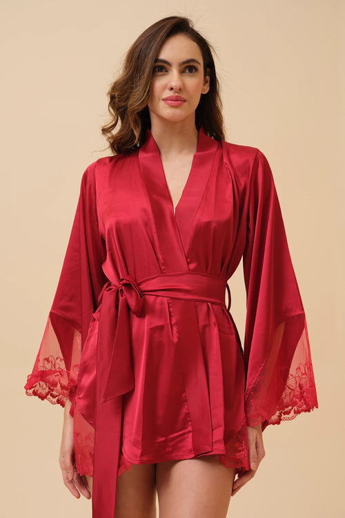 Rosaline Robe with Lace Sleeves