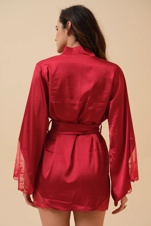 Rosaline Robe with Lace Sleeves