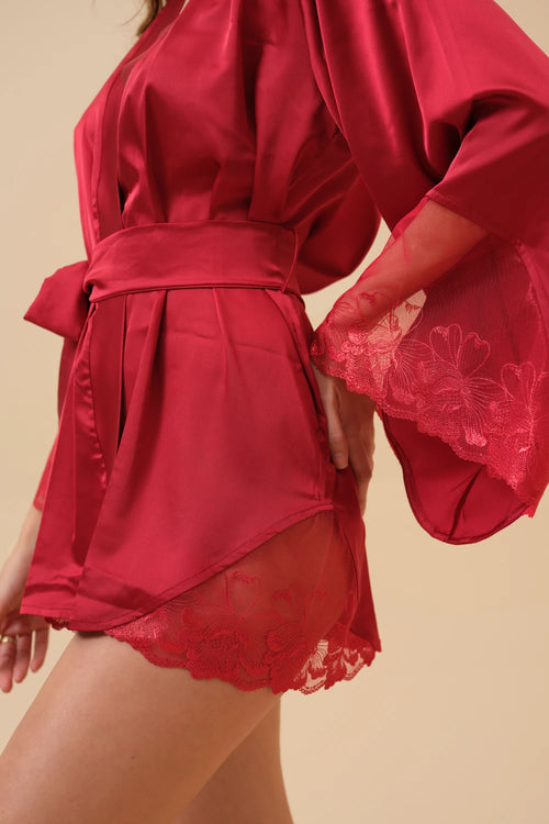 Rosaline Robe with Lace Sleeves