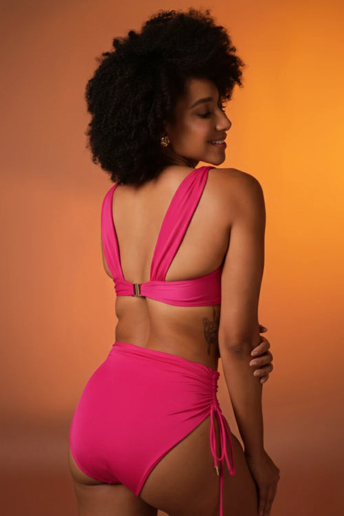 Wild Bloom Ruched Bikini with High-Waist Bottoms