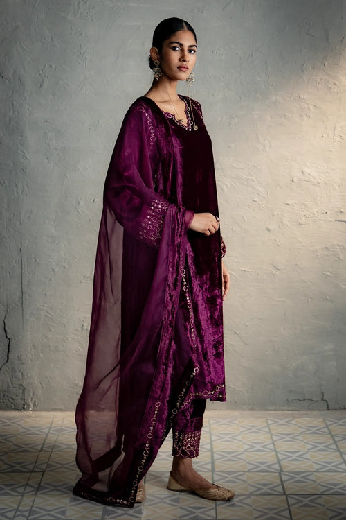 Phiran Style Velvet Kurta Set
