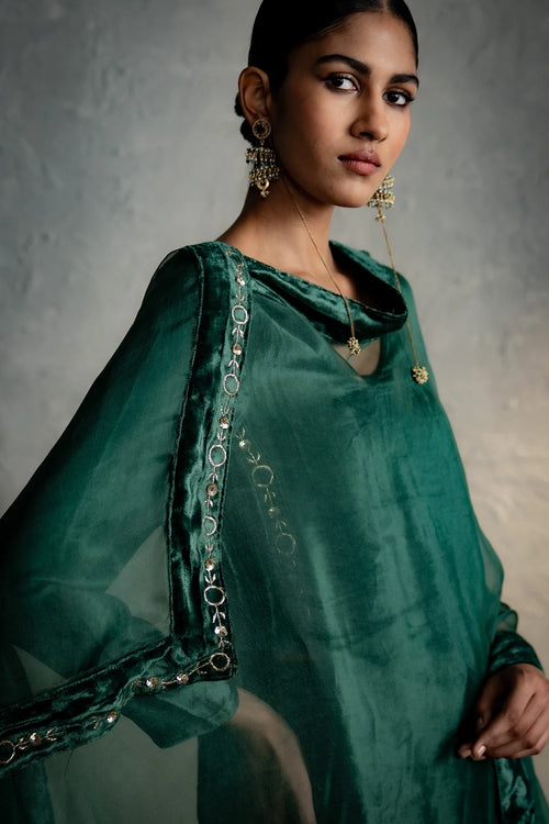 Velvet Green Kurta Set