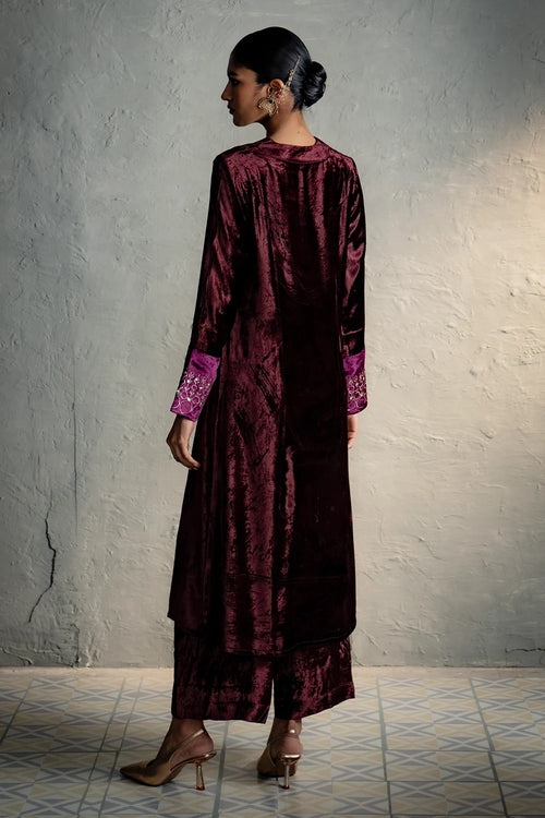 Maaya V Neck Brown Kurta Set