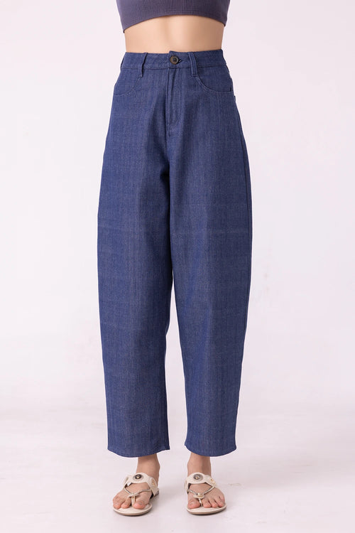 Katniss Blue Handwoven Denim Barrel Pants