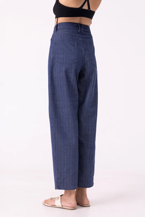 Katniss Blue Handwoven Denim Barrel Pants
