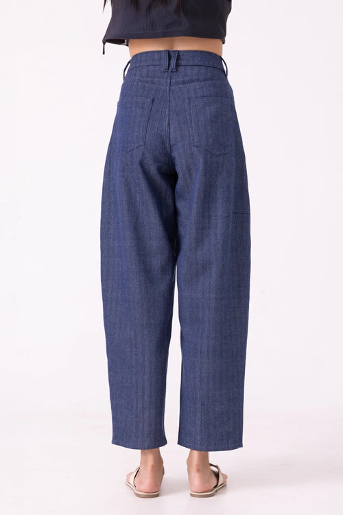Katniss Blue Handwoven Denim Barrel Pants