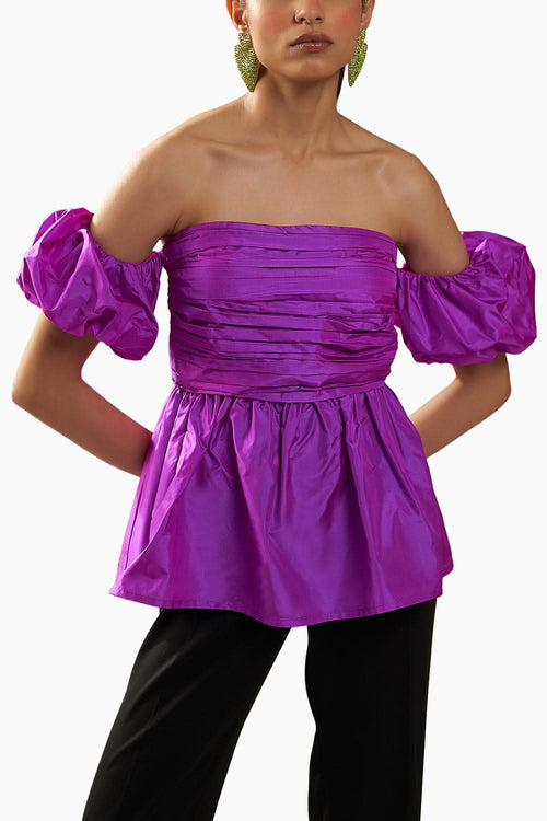 Purple Silk Taffeta Vico Top