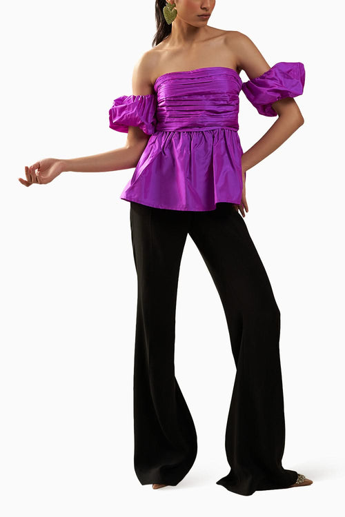 Purple Silk Taffeta Vico Top
