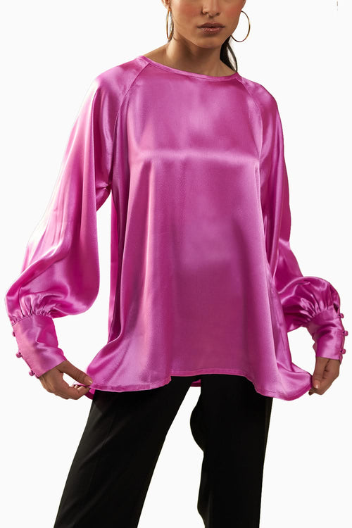 Orchid Pink Satin Clara Top