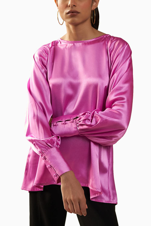 Orchid Pink Satin Clara Top