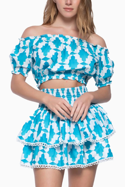 Turquoise Jenna Top and Jupe Paulina