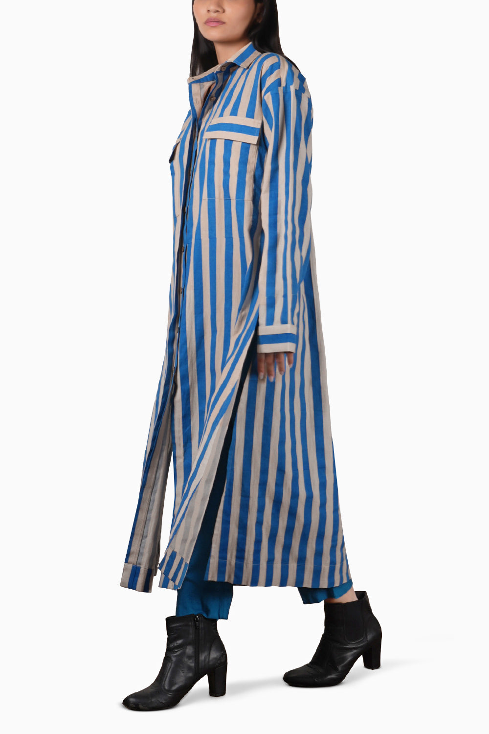 Blue Striped Tunic Set