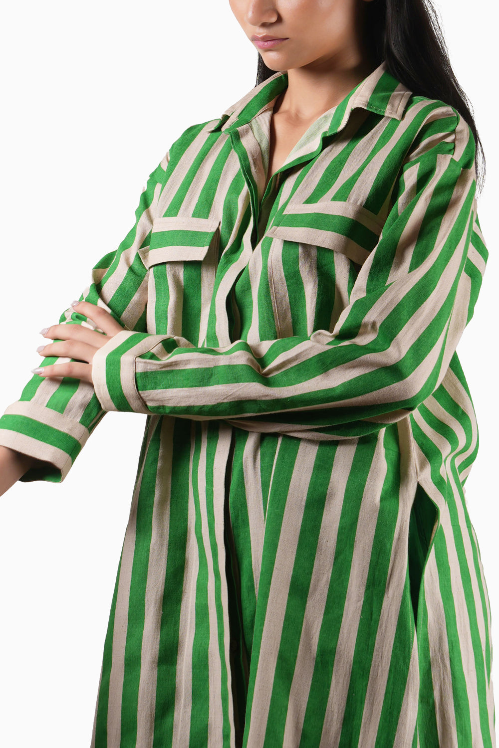 Green Striped Tunic Set