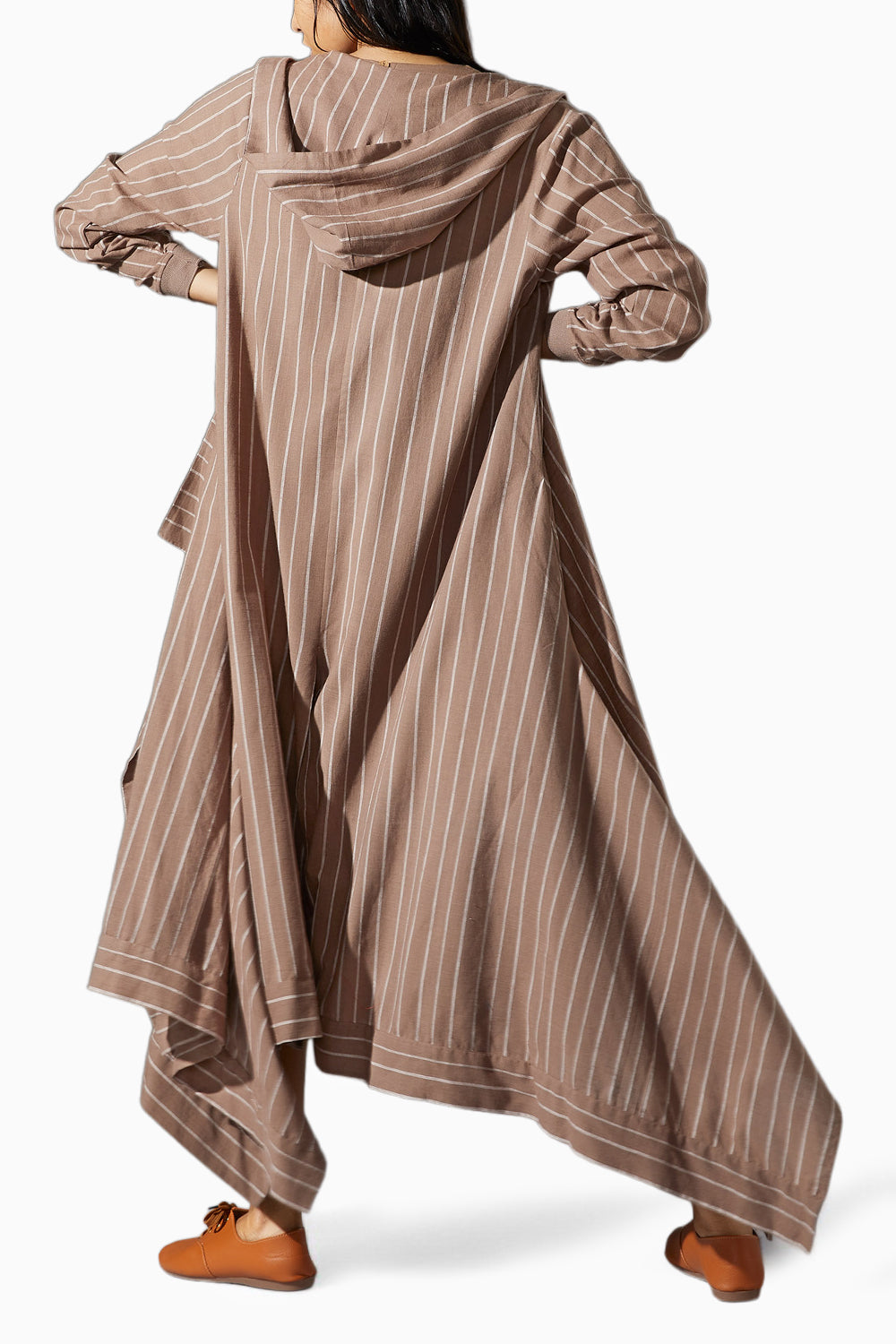 Hooded Koza Beige Dress and Overlay Co-ord Set