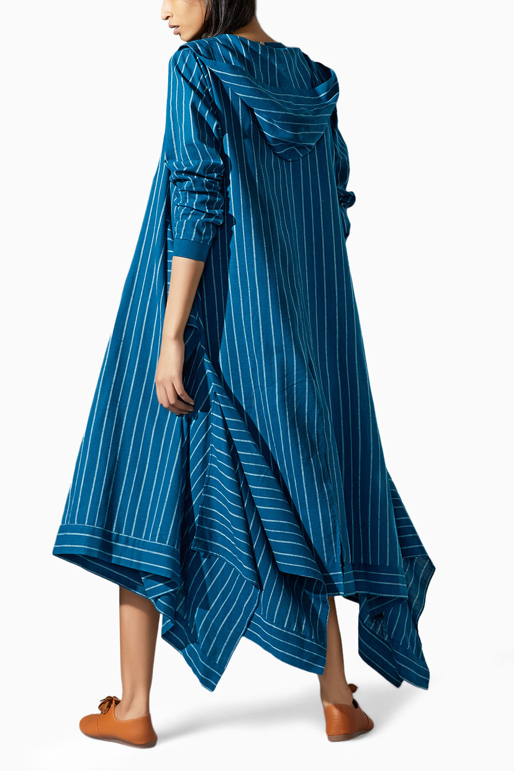 Hooded Koza Blue Dress and Overlay Co-ord Set