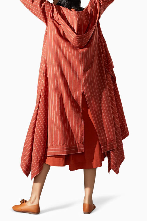 Hooded Koza Rust Dress and Overlay Co-ord Set