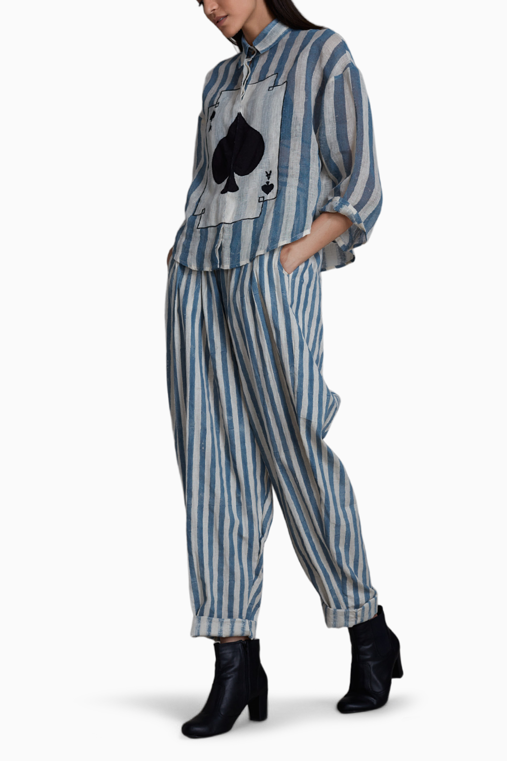 Mati Ikka Co-Ord Set-Blue Stripe