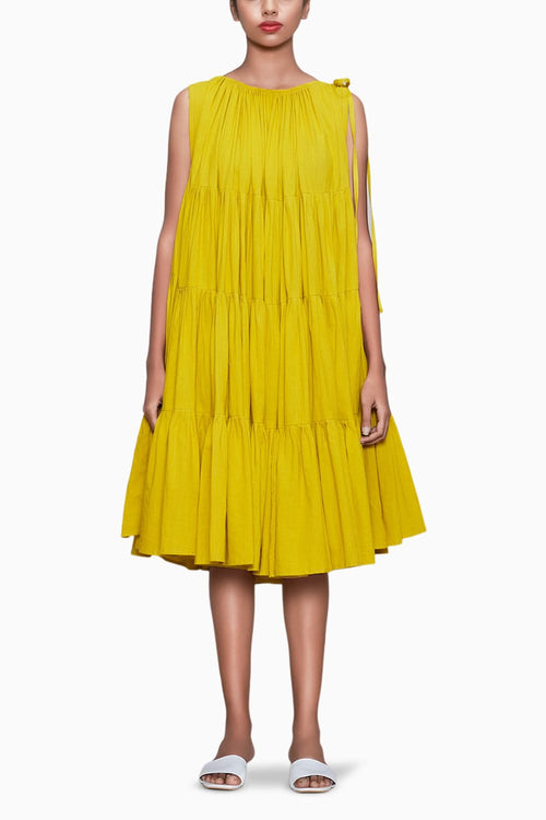 Yellow Mati New Vena Aakaar Dress